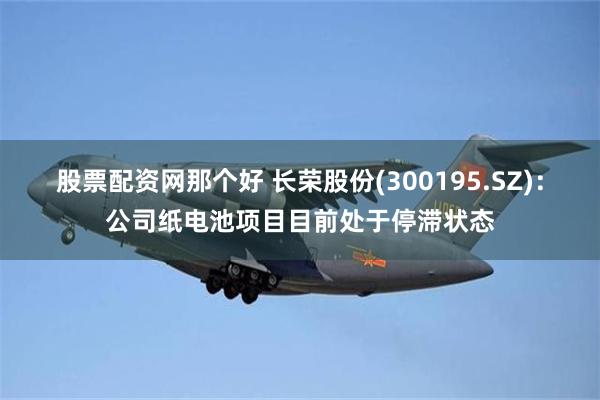 股票配资网那个好 长荣股份(300195.SZ)：公司纸电池项目目前处于停滞状态