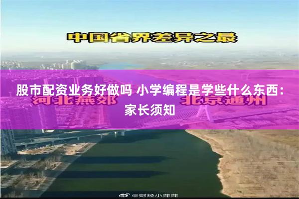 股市配资业务好做吗 小学编程是学些什么东西：家长须知